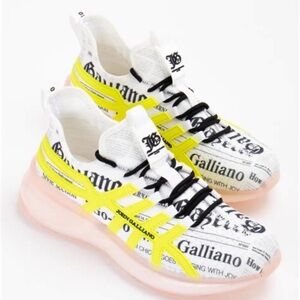 Galliano Women's White, Pink, and Yellow Sneakers